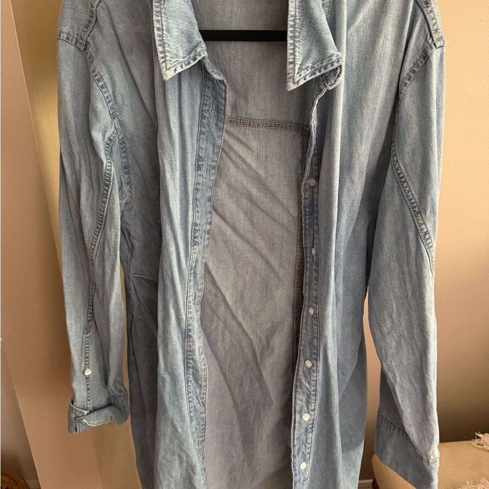 Zara Sky Blue Denim Top